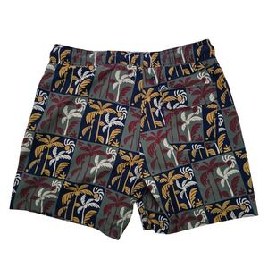 Ike Behar Resort Men's Tropical Palm Block Swim Trunks Mesh Lining Pockets M